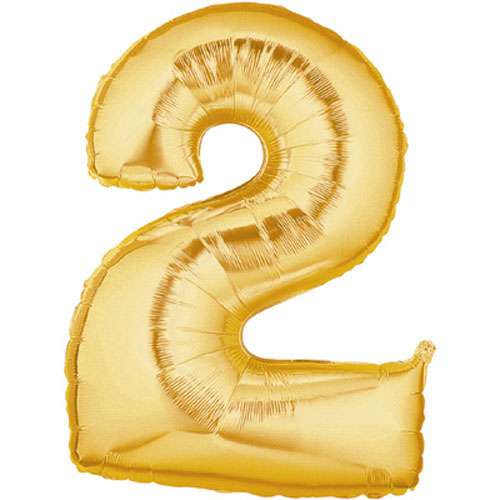 Gold Foil Number Balloon - 2 - Click Image to Close